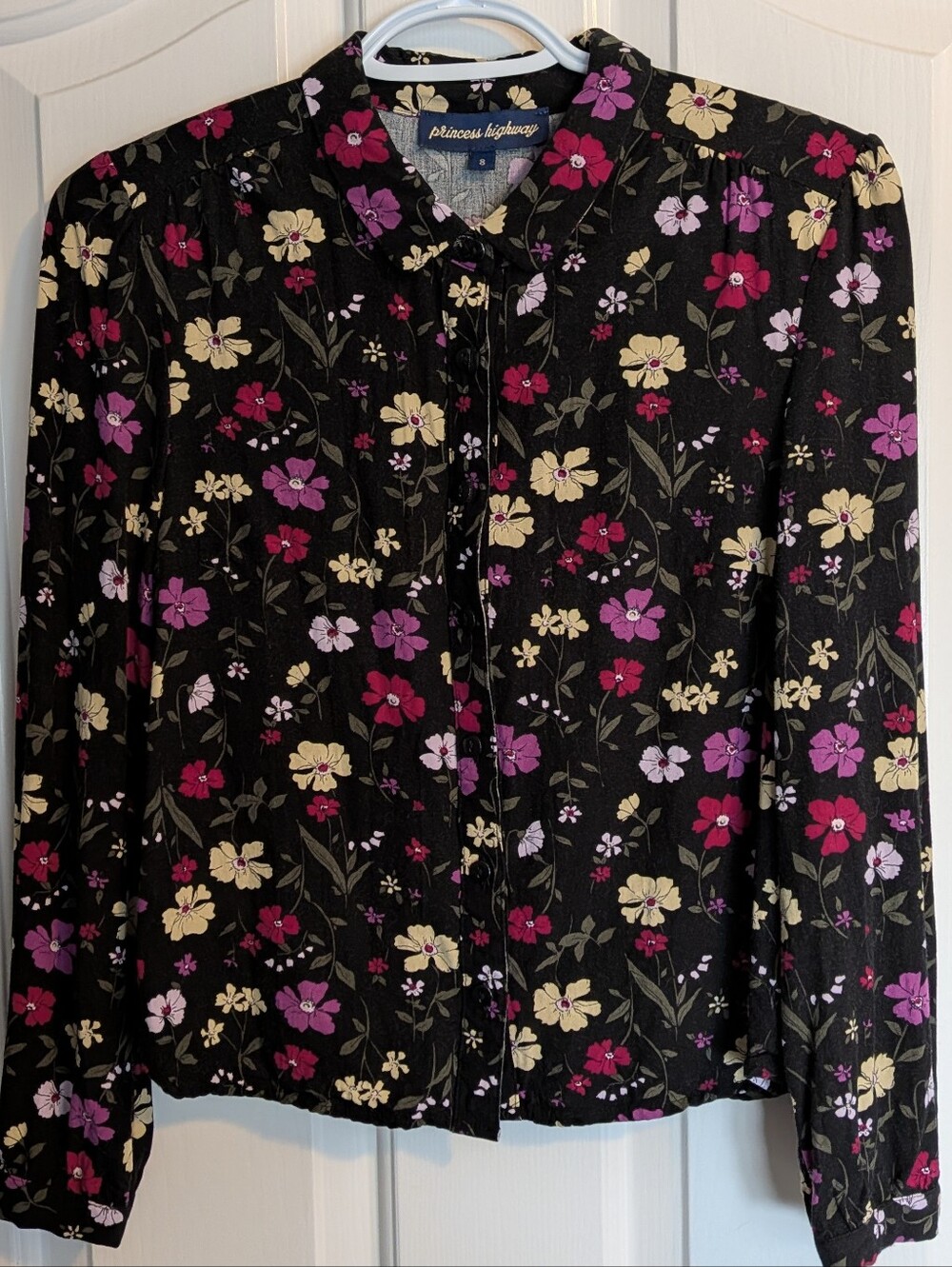 Princess Highway Black Floral Button-Up Blouse - Small